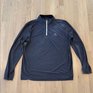 Rhoback Navy and Lighter Gray/Blue Houndstooth Quarter-Zip Pullover Large